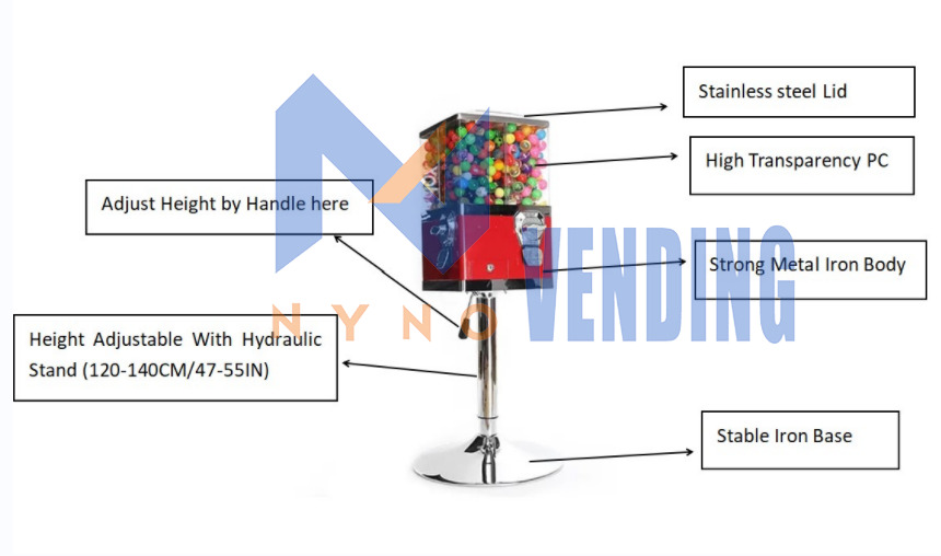 Top Quality Material_ of 4 IN 1 large gumball, candy vending machine for sale